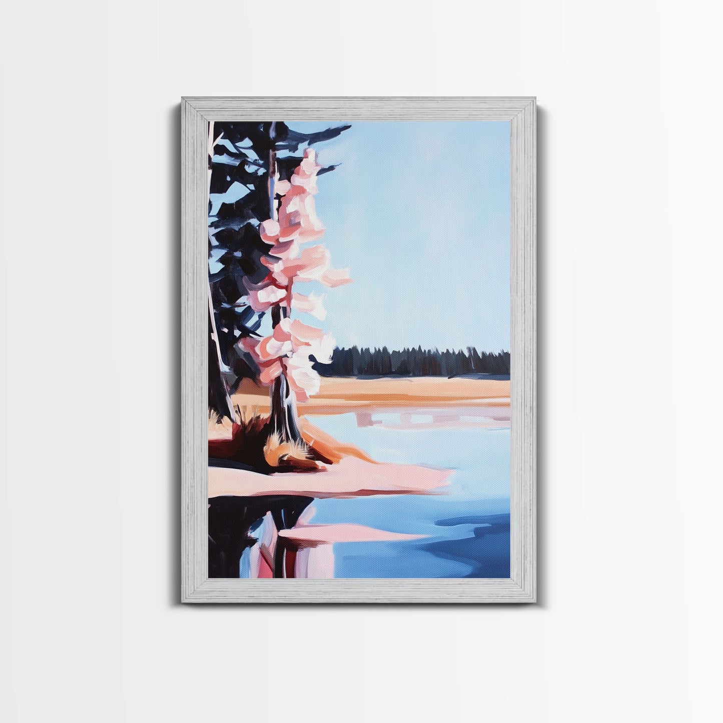 Autumn Lake, Reflection Art, Nature Print, Landscape Wall Art, Framed Canvas Print, Minimalist Decor, Forest Scene, Cabin Aesthetic