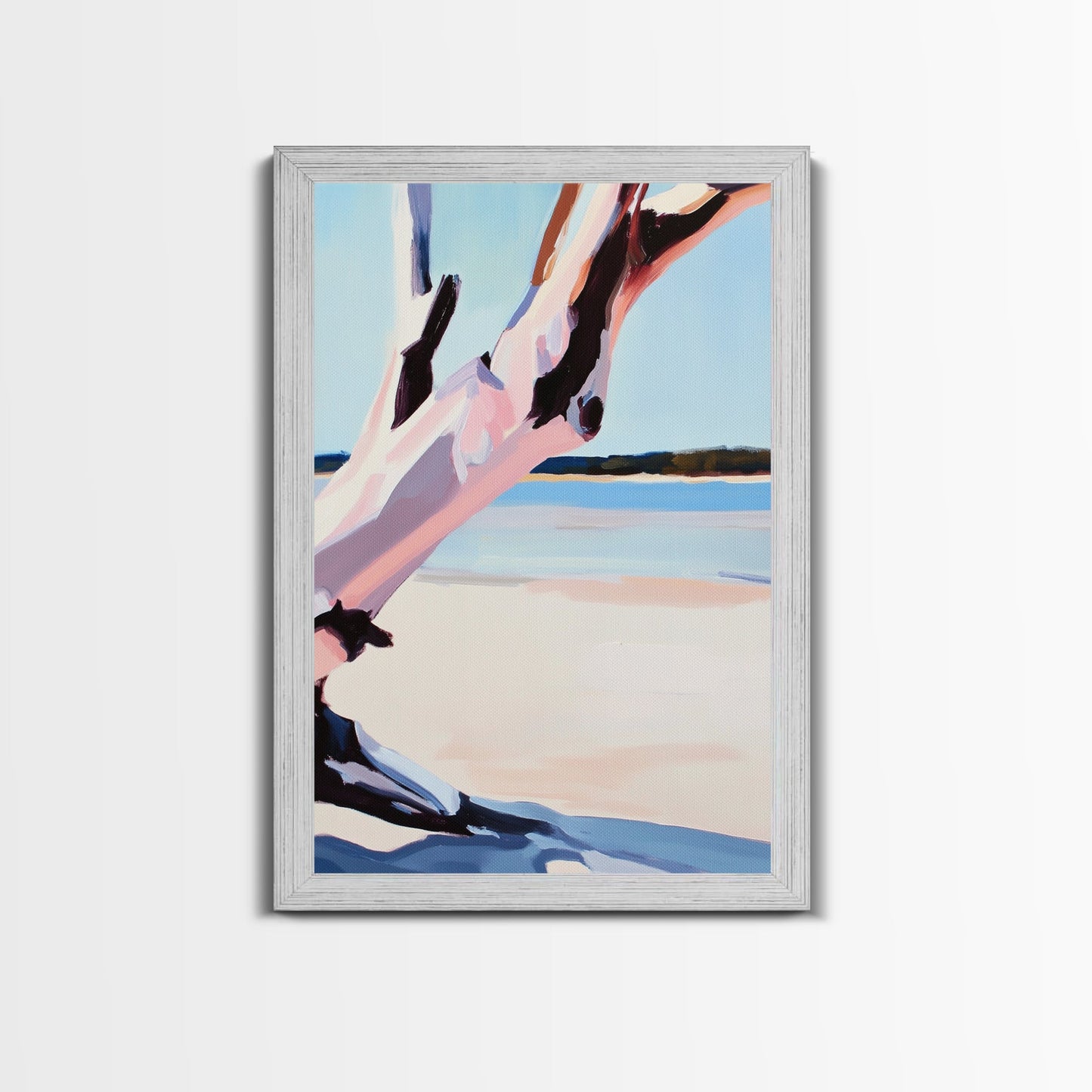 Pink Tree, Abstract Nature, Modern Boho Art, Minimalist Wall Decor, Framed Canvas Print, Living Room Wall Art, Pastel Home Decor