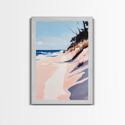 Beach Path, Coastal Art, Modern Seascape, Framed Canvas Print, Ocean Wall Art, Minimalist Beach Painting, Bedroom Wall Decor