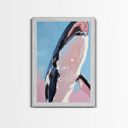 Majestic Whale, Ocean Wonder, Marine Life Art, Contemporary Animal Painting, Coastal Decor, Nautical Wall Art, Framed Canvas Print