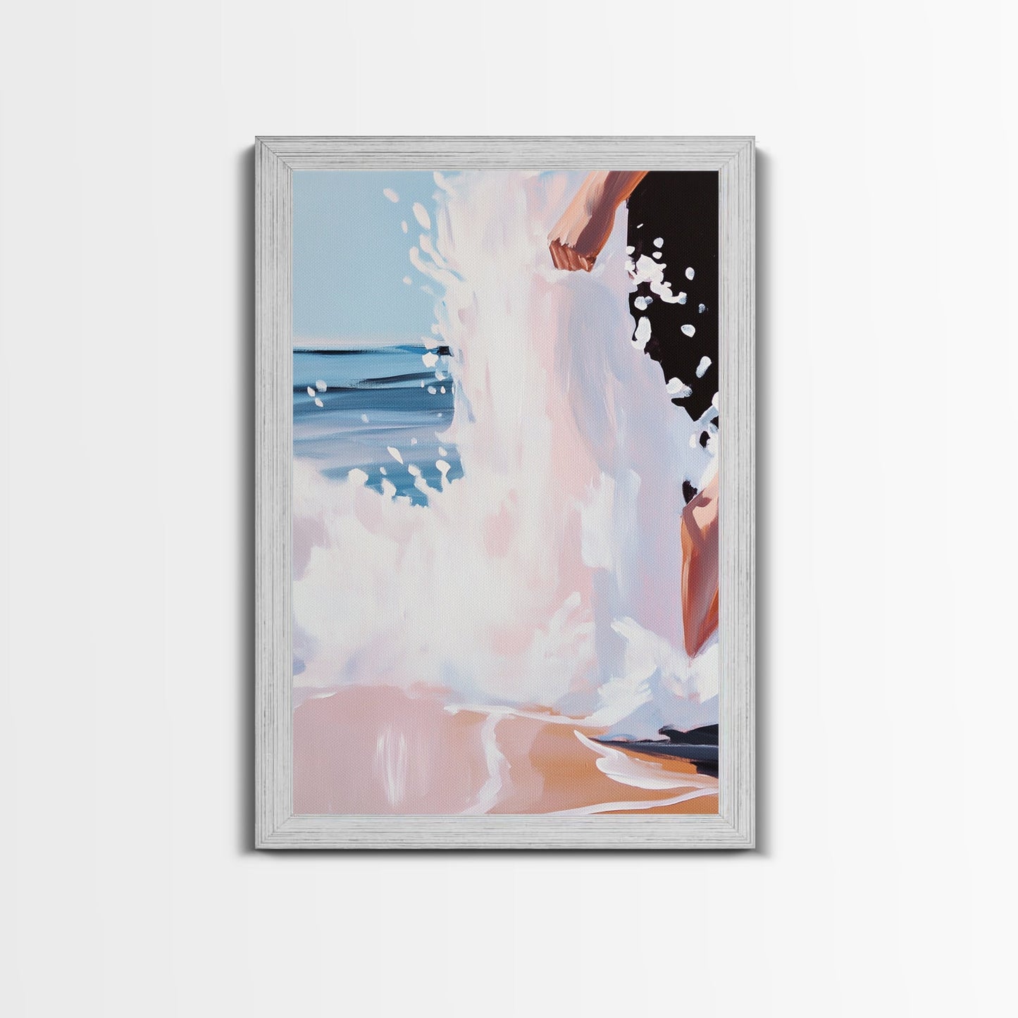 Wave Splash, Beach House Art, Ocean Print, Coastal Water Painting, Summer Vibes, Framed Canvas Print, Living Room Decor, Gift