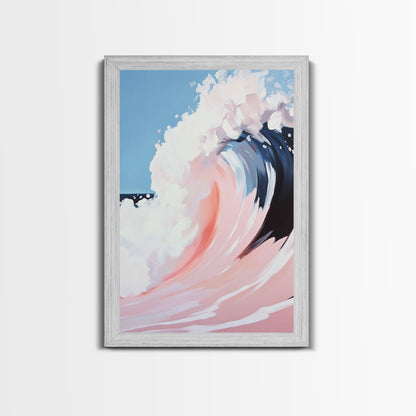 Ocean Wave Painting, Abstract Seascape Art, Modern Coastal Print, Pastel Watercolor Style, Framed Canvas Print, Beach House Wall Art
