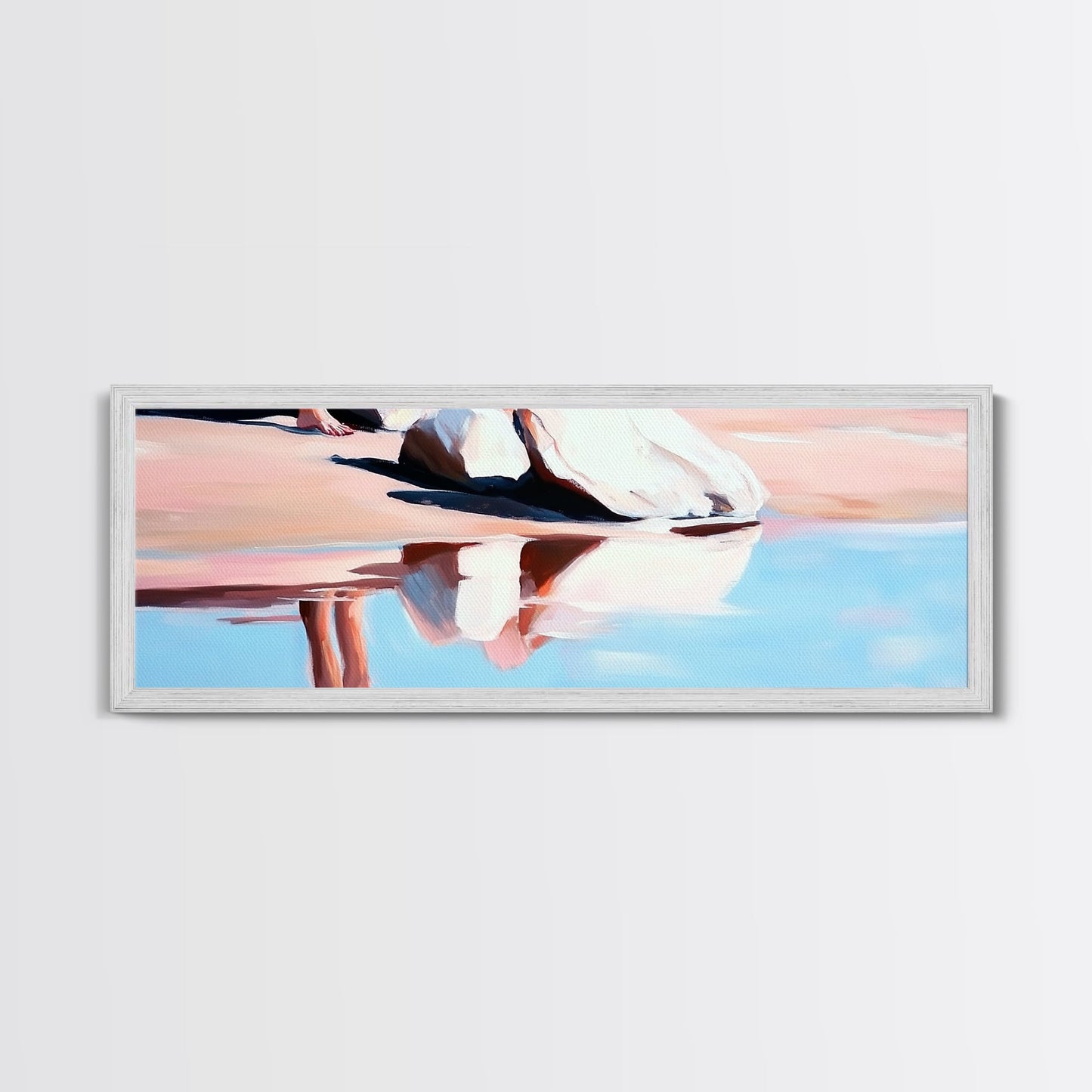 Reflection, Beach Sand, Framed Canvas Print, Coastal Home Decor, Soft Aesthetic, Minimalist Art, Dreamy Seascape, Serene Painting