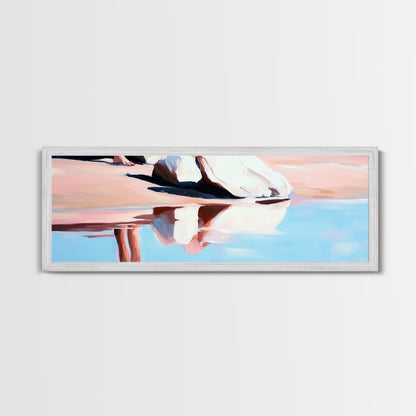 Reflection, Beach Sand, Framed Canvas Print, Coastal Home Decor, Soft Aesthetic, Minimalist Art, Dreamy Seascape, Serene Painting