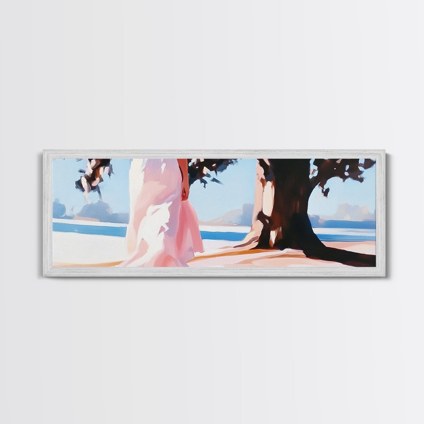 Sunlit Pathway, Dreamy Nature Art, Romantic Forest Scene, Earth Tones, Framed Canvas Print, Cozy Home Decor, Hallway Statement Piece