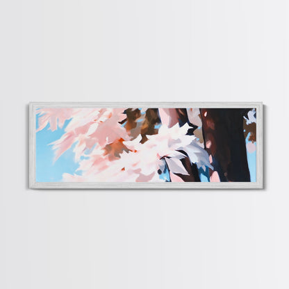 Pink Blossoms, Spring Wall Art, Boho Art, Feminine Aesthetic, Framed Canvas Print, Bedroom Decor, Soft Pastel Art, Nature Painting