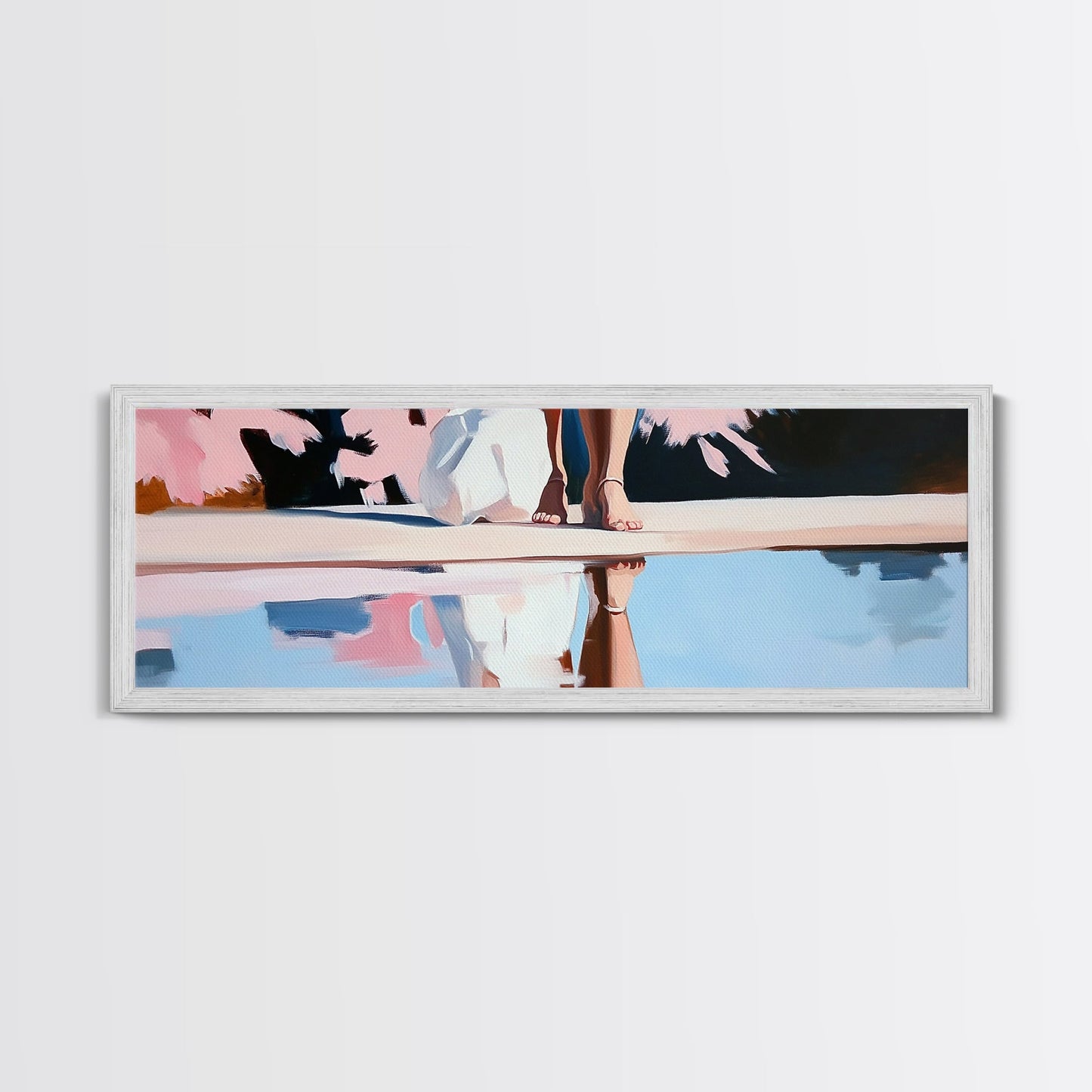 Reflection Beauty, Elegant Aesthetic, Nature Painting, Romantic Minimalism, Framed Canvas Print, Living Room Decor, Feminine Artwork