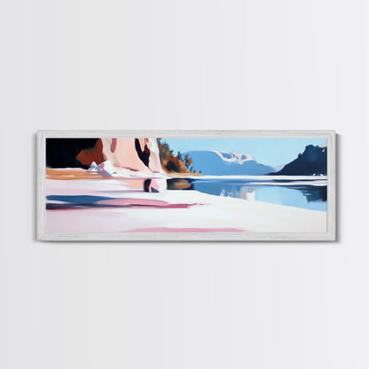 Lake Reflection, Serene Nature, Framed Canvas Print, Minimalist Wall Art, Living Room Decor, Blue Tones, Tranquil Home Aesthetic