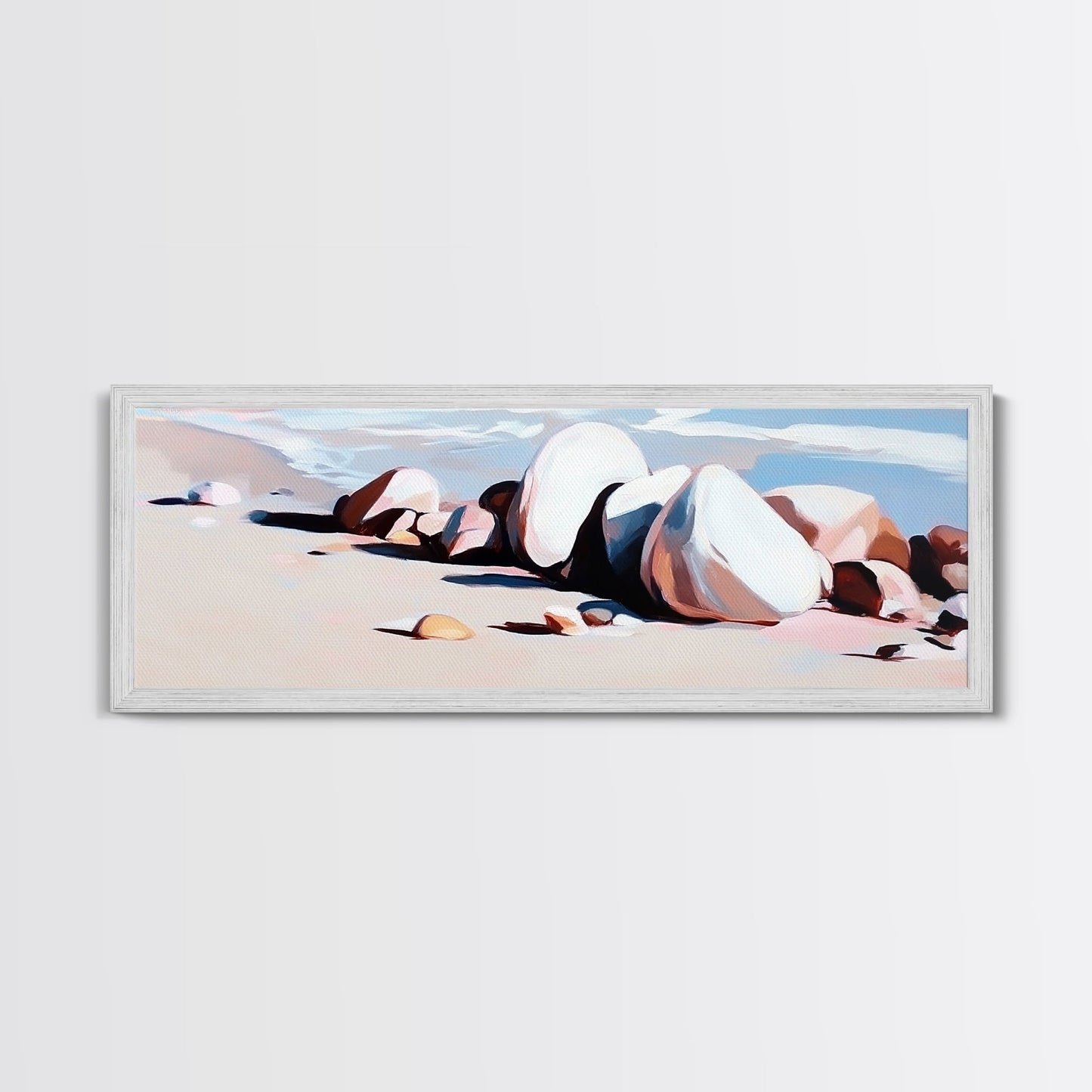 Beach Rocks, Ocean, Shore, Canvas Print, Coastal Art, Relaxing Summer Decor, Minimalist Artwork, Bedroom or Bathroom Wall Art