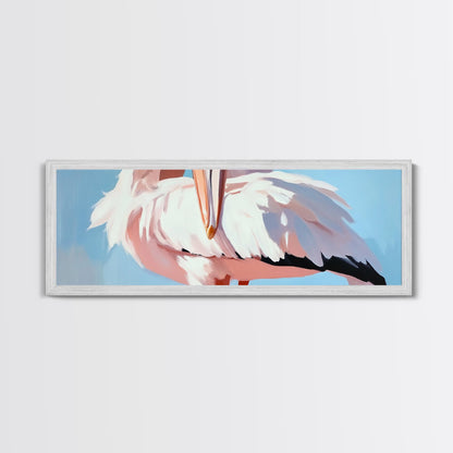 Pelican, Coastal, Bird, Canvas Print, Seaside Wall Art, Nautical Decor, Ocean Wildlife Art, Minimalist Beach House Artwork, Living Room Art