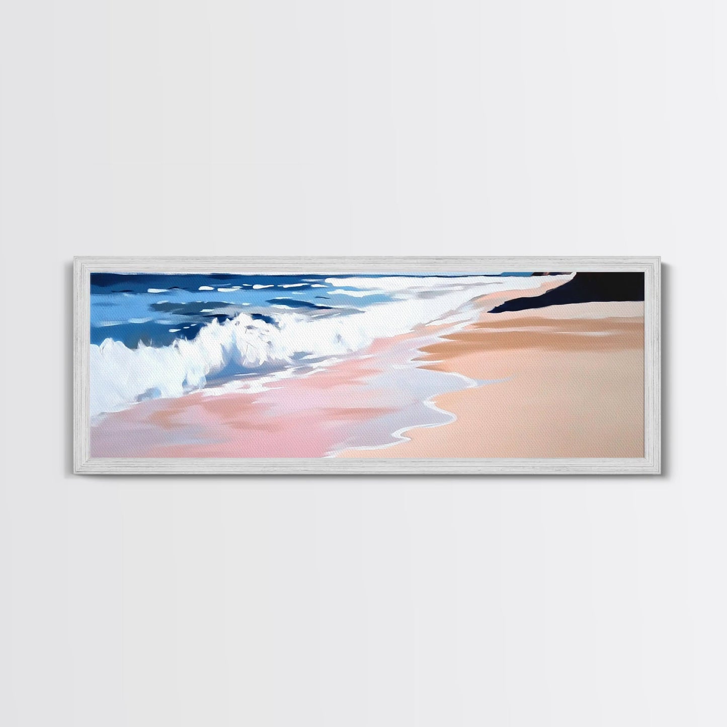 Tropical Shore, Waves Crashing, Serene Ocean, Coastal Canvas Print, Living Room Wall Art, Nautical Decor, Minimalist Beach Art