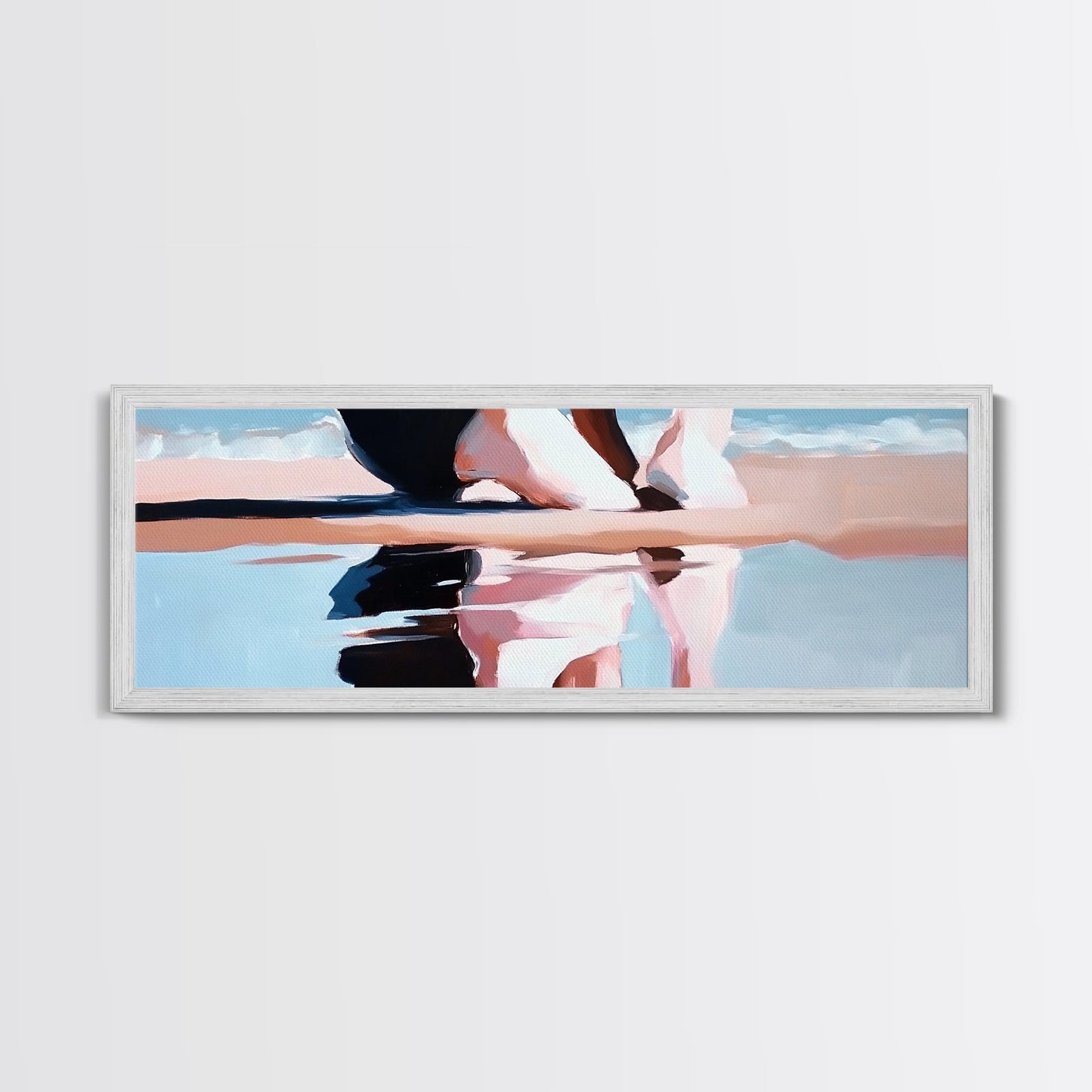 Sunset Reflection, Beach Art, Ocean Painting, Framed Canvas Print, Coastal Wall Art, Living Room Decor, Modern Minimalist Home Style