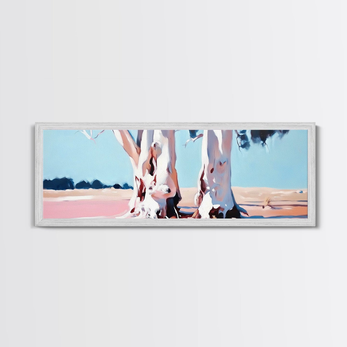 Desert Trees, Minimalist Landscape, Rustic Home Decor, Framed Canvas Print, Living Room Wall Art, Boho Aesthetic, Neutral Nature Art