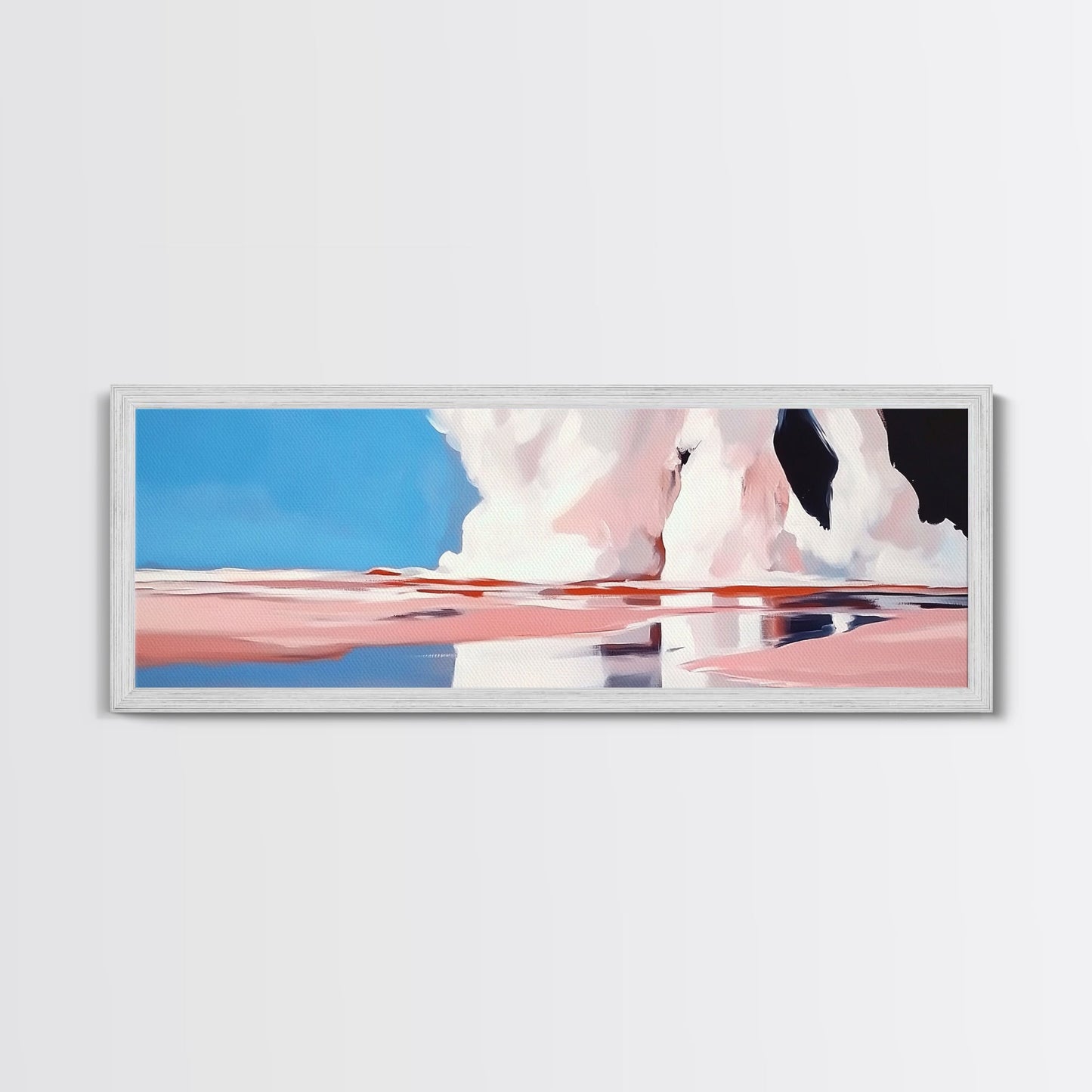 Ocean Reflection, Pink Waves, Abstract Seascape, Modern Coastal Art, Minimalist Decor, Framed Canvas Print, Living Room Wall Art