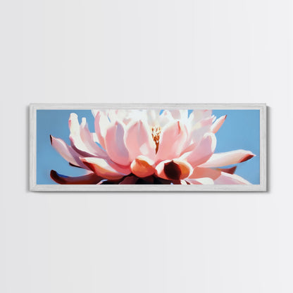 Pink Lotus, Floral Wall Art, Elegant Home Decor, Framed Canvas Print, Feminine Aesthetic, Botanical Art, Water Lily Painting