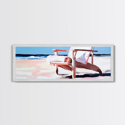 Beach Chair, Coastal Relaxation, Vacation Home Art, Canvas Print, Seaside Aesthetic, Minimalist Beach Painting, Soft Pastel Art