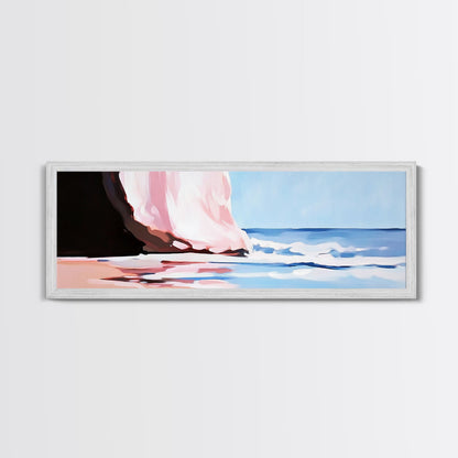 Waves, Beach Reflection, Seaside Serenity, Minimalist Decor, Framed Canvas Print, Coastal Aesthetic, Nautical Art, Living Room Wall Art