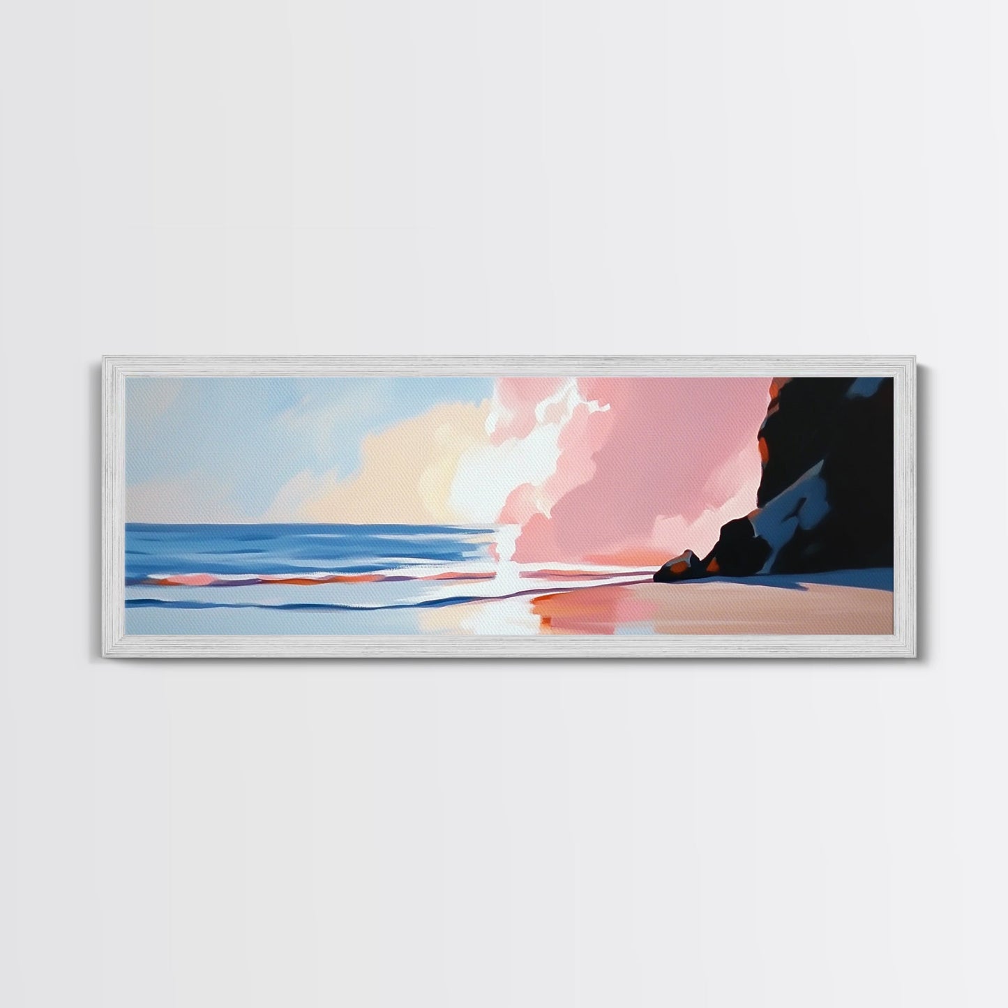 Ocean Sunset, Serene Beach, Coastal Decor, Canvas Print, Dreamy Seascape, Living Room Wall Art, Pastel Wall Art, Relaxing Artwork