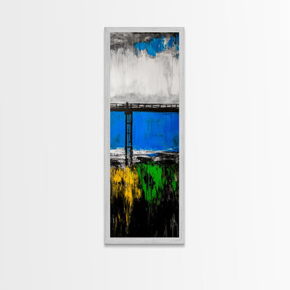 Bridge, Blue Water, Modern Abstract, Canvas Print, Contemporary Art, Urban Landscape, Minimalist Wall Art, Office Decor, Unique Home Art