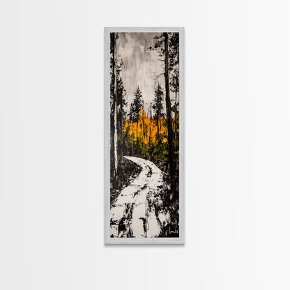Autumn Forest Path, Fall Landscape Art, Woodland Painting, Nature Wall Art, Rustic Decor, Modern Wall Print, Framed Canvas Print