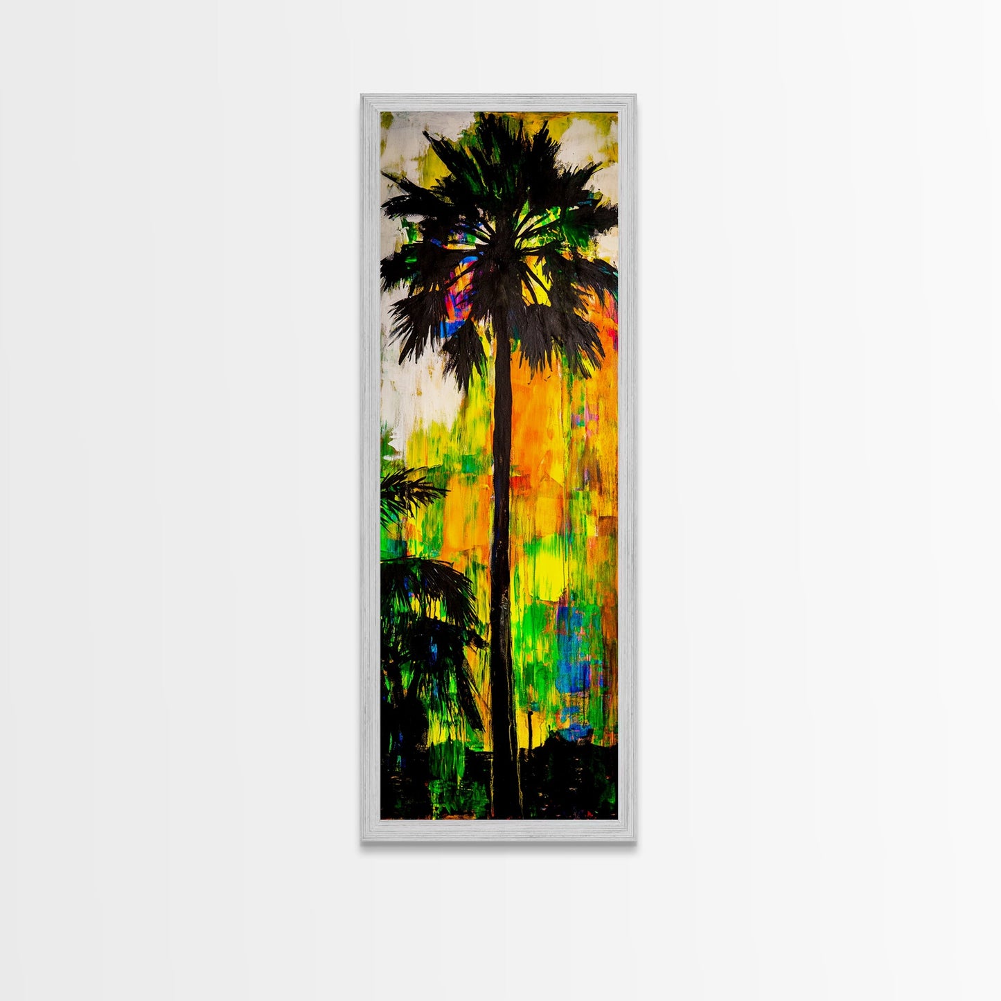 Palm Tree Sunset, Tropical Wall Art, Colorful Beach Decor, Boho Island Art, Vibrant Home Print, Living Room Art, Framed Canvas Print