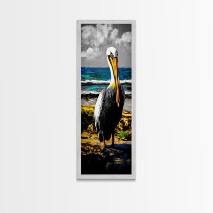 Pelican, Coastal Wall Art, Beach House Decor, Nautical Art, Ocean Animal Print, Wildlife Art, Tropical Home, Canvas Print