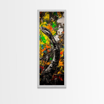Black Snake, Abstract Colors, Edgy Animal Art, Dark Aesthetic, Framed Canvas Print, Office Wall Decor, Living Room Statement Art