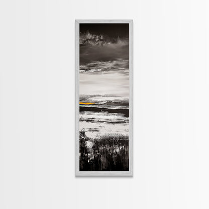Moody Landscape Art, Black and White Painting, Nature Inspired Wall Decor, Rustic Home Accent, Modern Minimalist Style, Canvas Print