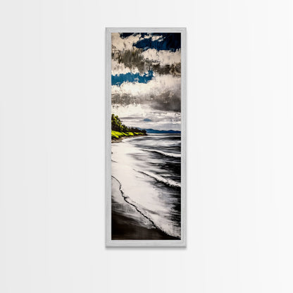 Coastal Shoreline, Blue and Green Art, Beach Wall Art, Ocean Canvas Print, Nautical Home Decor, Large Wall Art, Modern Living Room Art