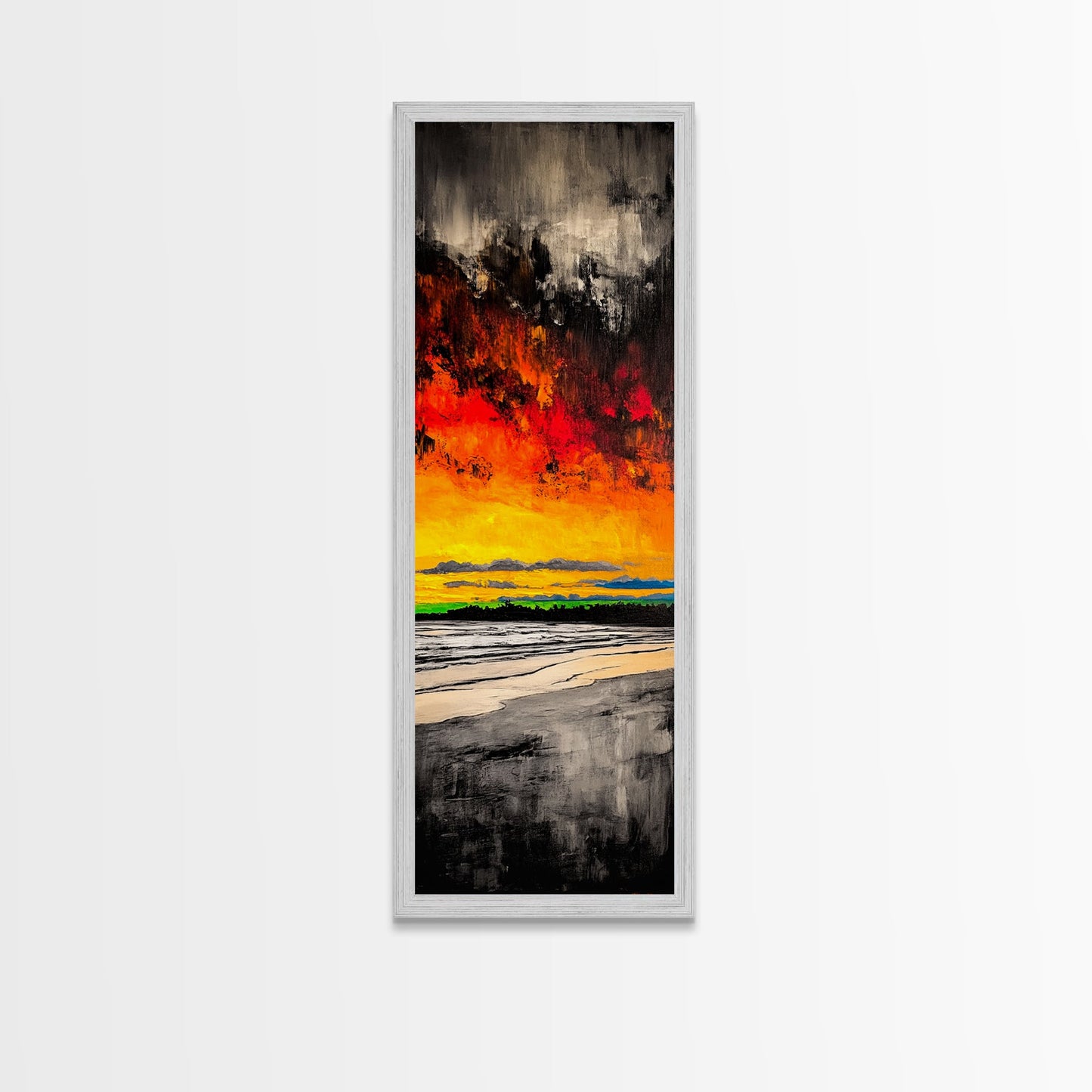 Fire Sky, Dramatic Sunset, Abstract Seascape, Framed Canvas Print, Bold Wall Art, Vibrant Home Decor, Statement Piece