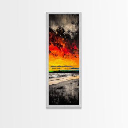 Fire Sky, Dramatic Sunset, Abstract Seascape, Framed Canvas Print, Bold Wall Art, Vibrant Home Decor, Statement Piece