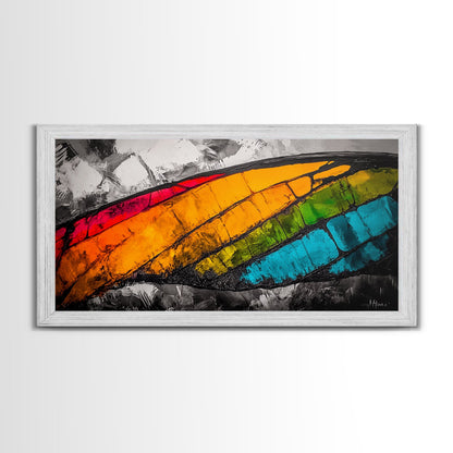 Butterfly Wing, Vibrant Abstract, Colorful Texture, Modern Wall Art, Nature Inspired, Framed Canvas Print, Office Decor, Bold Statement Art