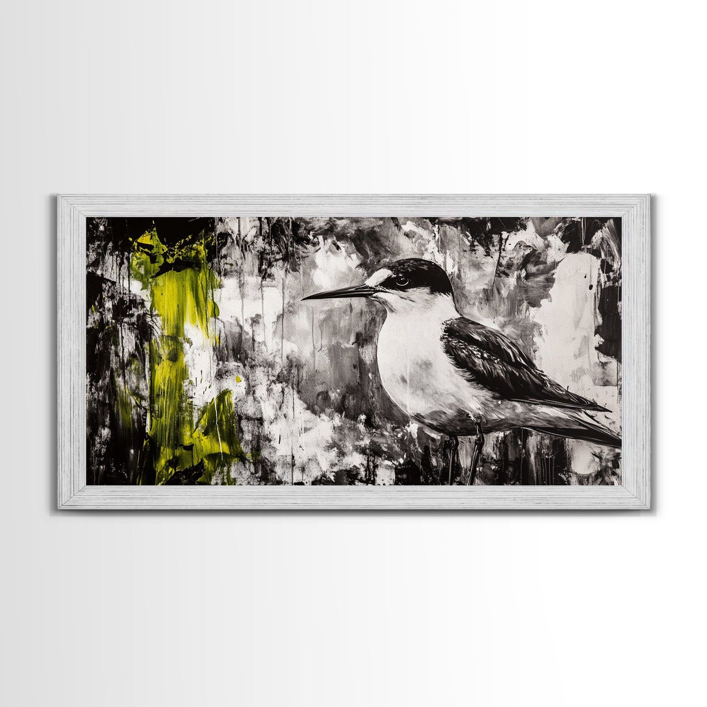 Black and White Bird, Modern Abstract, Minimalist Art, Canvas Print, Nature Wall Art, Office Wall Art, Boho Aesthetic Decor