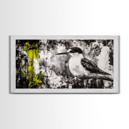 Black and White Bird, Modern Abstract, Minimalist Art, Canvas Print, Nature Wall Art, Office Wall Art, Boho Aesthetic Decor