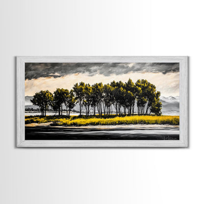 Aspen Trees, Mountain View, Nature Landscape, Rustic Home Decor, Autumn Wall Art, Framed Canvas Print, Cabin Wall Art, Modern Tree Painting