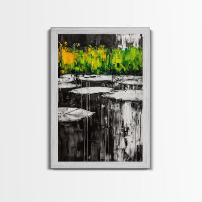 Water Lilies, Abstract Pond Art, Zen Nature Decor, Peaceful Landscape, Serene Greenery, Modern Home Style, Canvas Print, Living Room