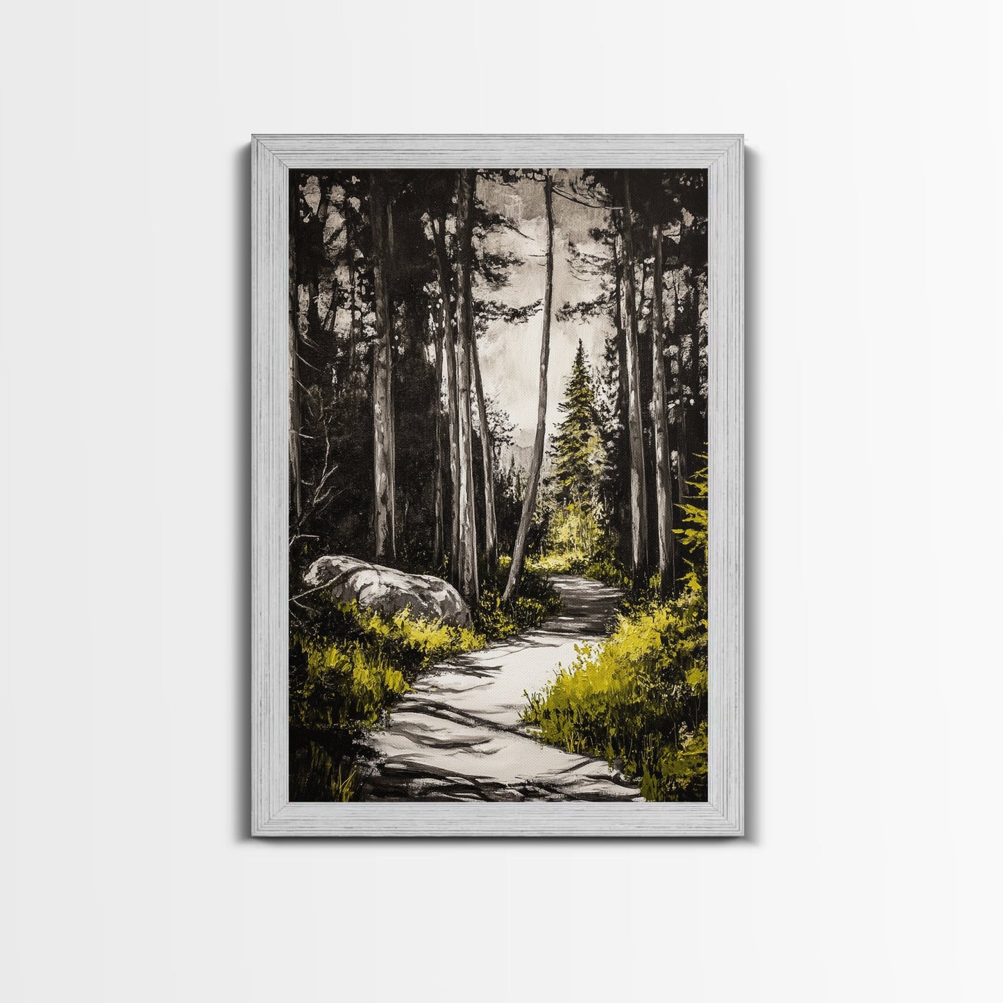 Sunlit Trail, Forest Path, Nature Landscape, Canvas Print, Woodland Wall Art, Minimalist Art, Living Room Decor, Fall Aesthetic