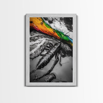 Lobster Art, Coastal Wall Decor, Ocean Life Print, Black and White Art, Nautical Theme, Canvas Print, Beach House Wall Art