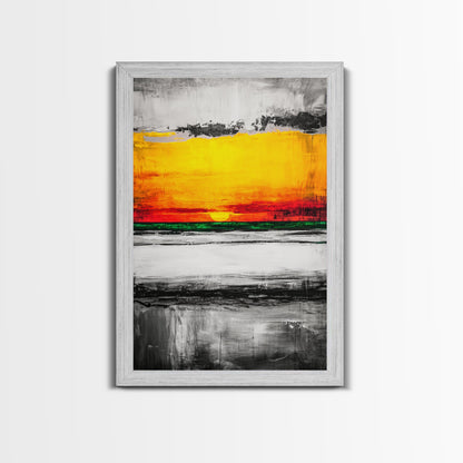 Vibrant Sunset, Bold Abstract, Modern Wall Art, Framed Canvas Print, Large Statement Art, Warm Color Palette, Bedroom Wall Art, Minimalist