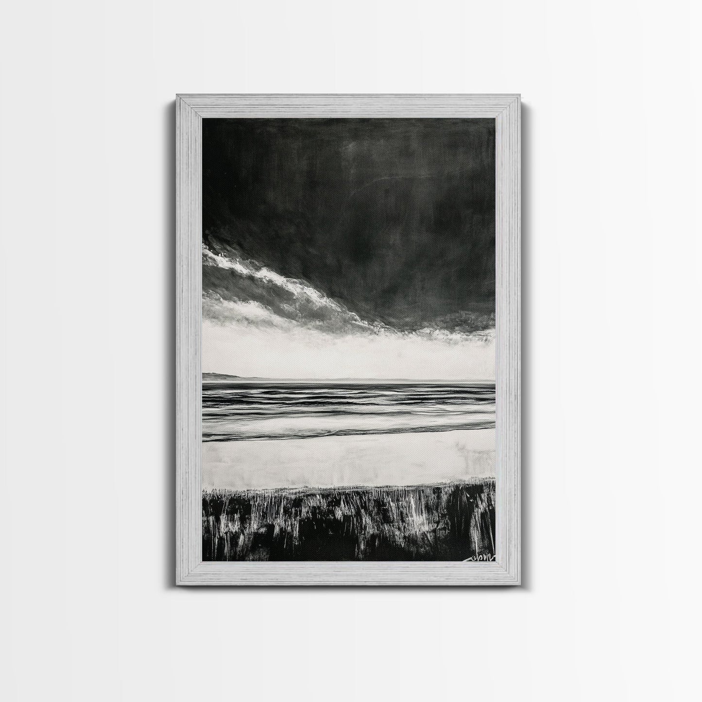 Dark Sky, Ocean Storm, Dramatic Seascape, Canvas Print, Moody Wall Art, Modern Coastal Decor, Nautical Painting, Living Room Art