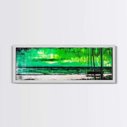 Green Serenity, Abstract Landscape, Canvas Print, Dreamy Wall Art, Vibrant Home Decor, Modern Bedroom Art, Minimalist Painting