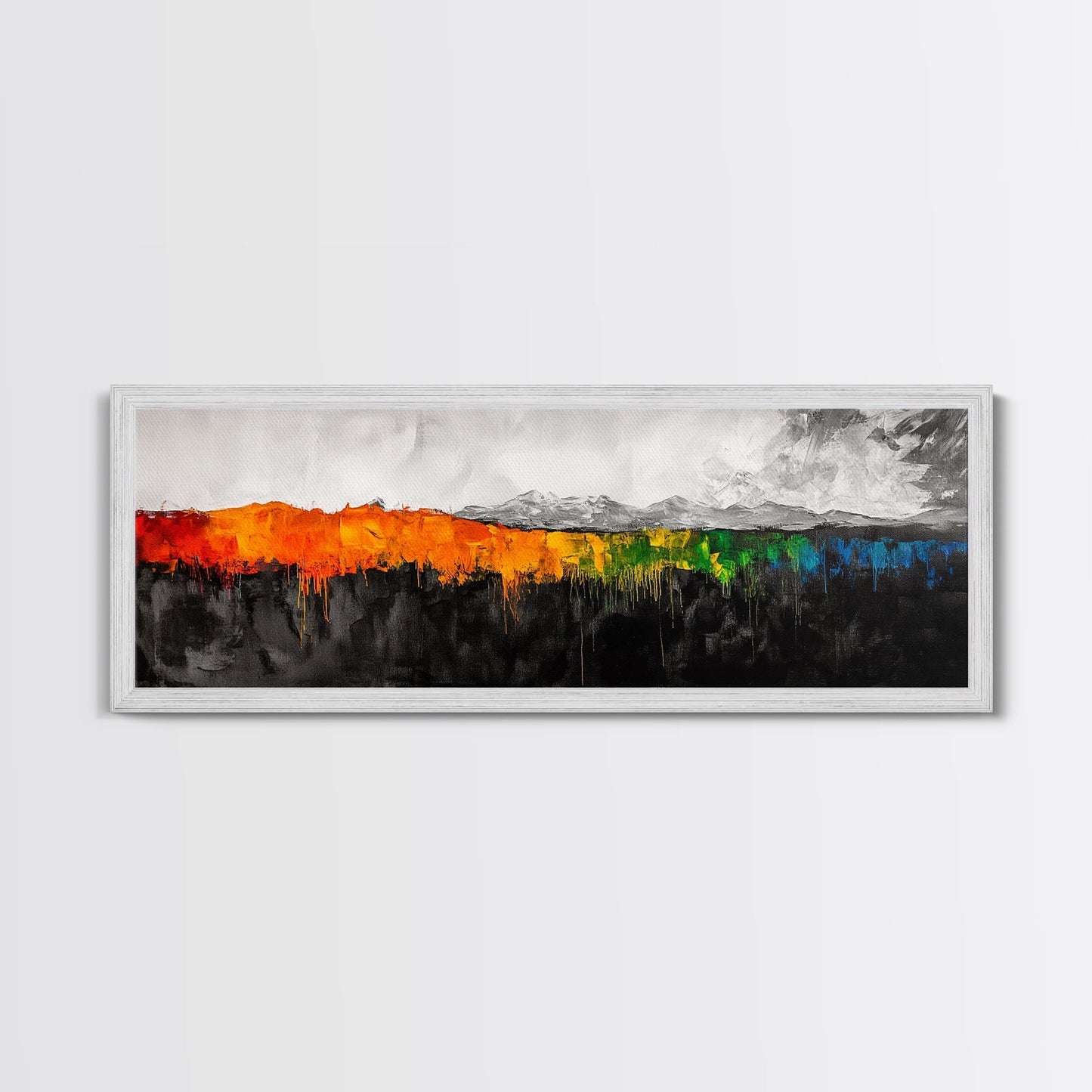 Abstract Mountain Art, Bold Colorful Landscape, Modern Expressionist Painting, Autumn Decor, Framed Canvas Print, Dining Room Art