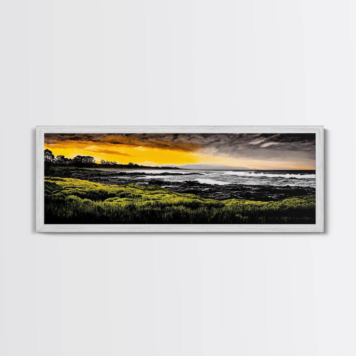 Sunset Coast, Ocean Wall Art, Seascape Print, Framed Canvas Print, Coastal Decor, Modern Art, Beach House, Nature Wall Art