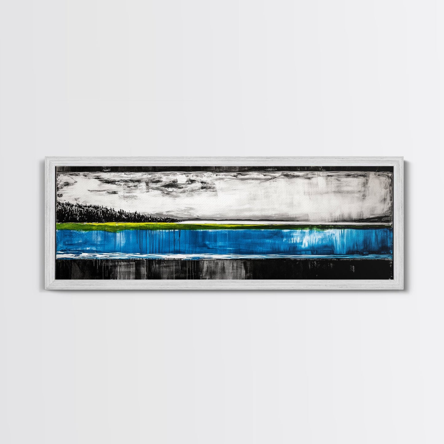 Lake Reflection, Blue Water Art, Minimalist Landscape, Nature Serenity, Monochrome Sky, Peaceful Home Decor, Canvas Print