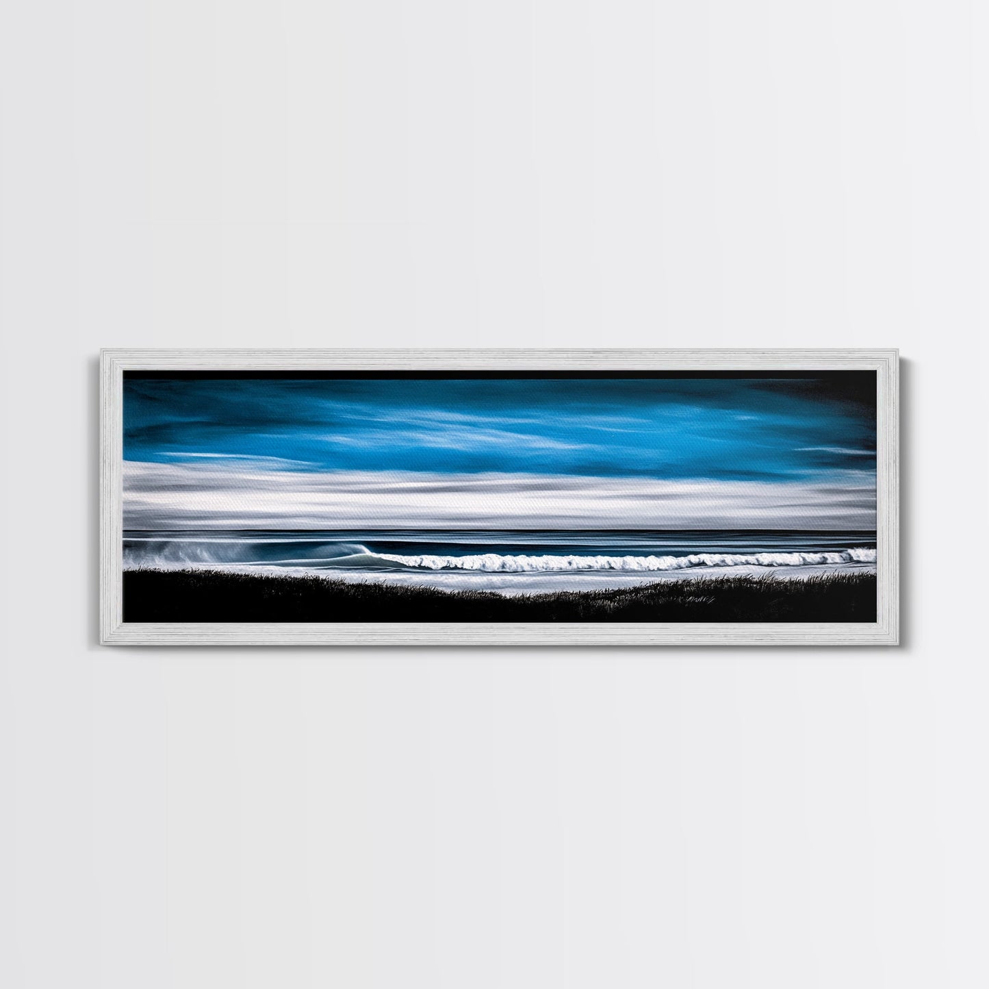 Ocean Wave, Coastal Seascape, Framed Canvas Print, Nautical Wall Art, Beach House Decor, Blue Wave Painting, Living Room Artwork, Minimalist Art