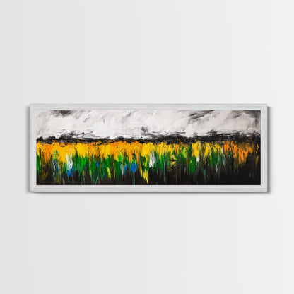Abstract Wildflowers, Colorful Landscape, Boho Wall Art, Framed Canvas Print, Nature Inspired Art, Living Room Decor