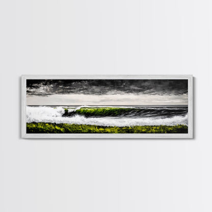 Ocean Wave, Coastal Wall Art, Black and White Print, Framed Canvas Print, Nautical Decor, Surf Art, Modern Home Decor