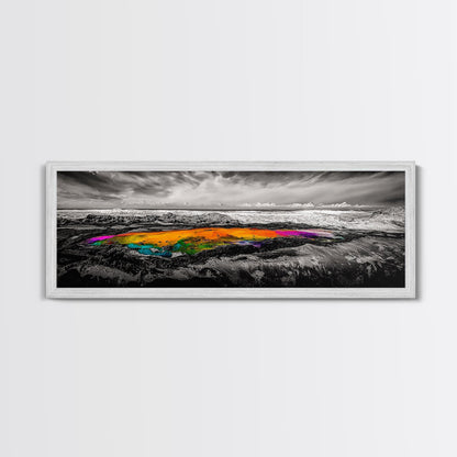 Vibrant Ocean Rock, Colorful Pool, Dramatic Sky, Canvas Print, Abstract Seascape, Modern Wall Art, Unique Art Piece, Living Room Decor