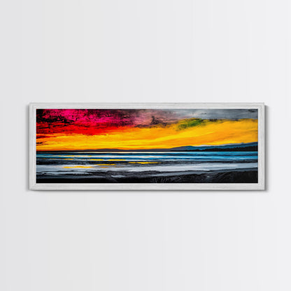Sunset Seascape, Vibrant Horizon, Canvas Print, Ocean Wall Art, Coastal Home Decor, Modern Sunset Painting, Living Room Artwork