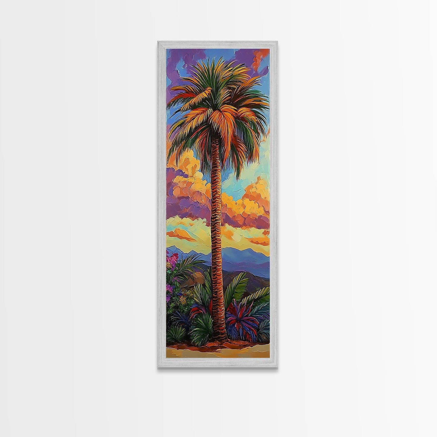 Palm, Tree, Sunset, Tropics - Canvas Print, Tropical Wall Decor, Vibrant Boho Art, Island Vibes, Living Room Accent, Palm Tree Painting